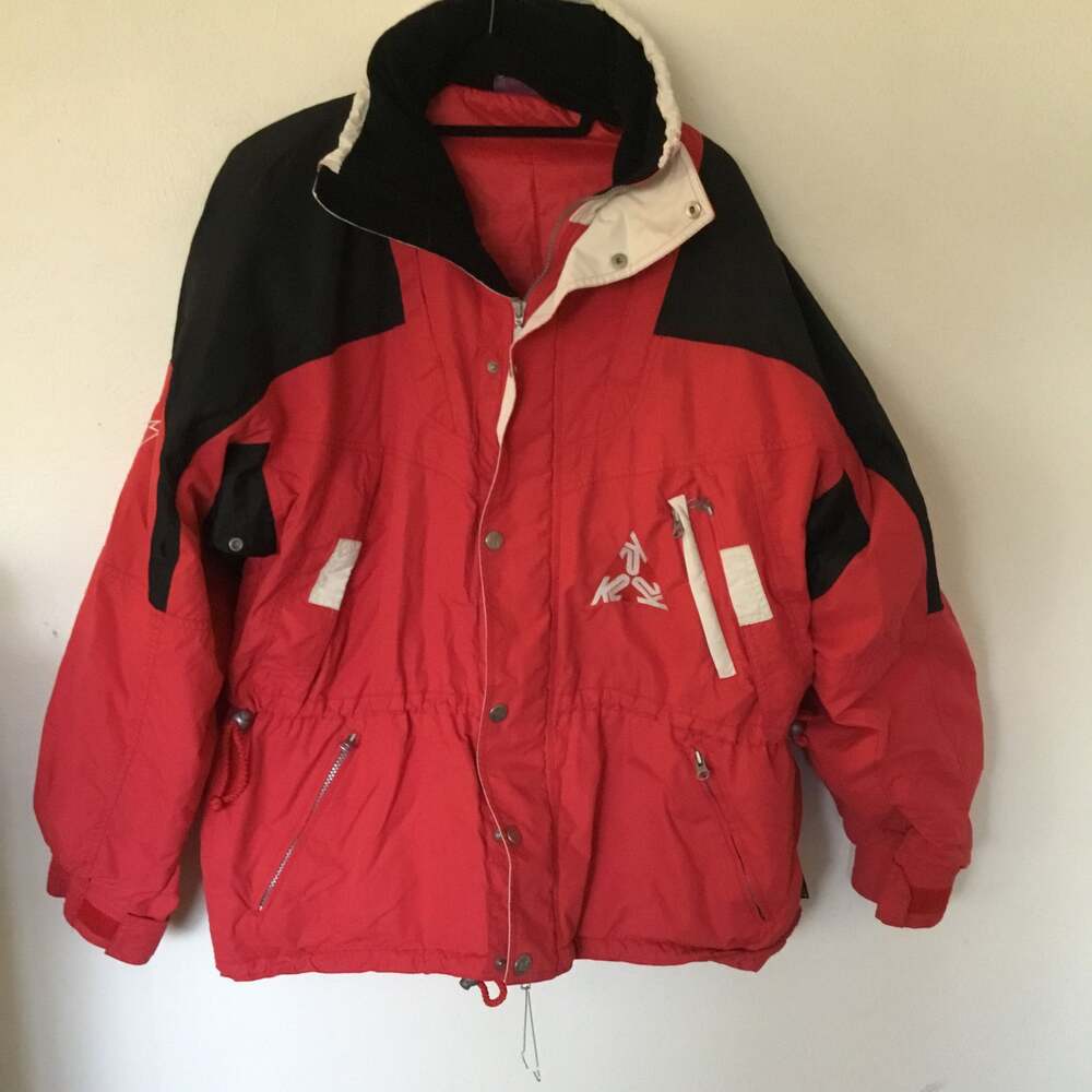 Vintage K2 Ski Jacket Color Block Red Black White unisex Large ski Y2K